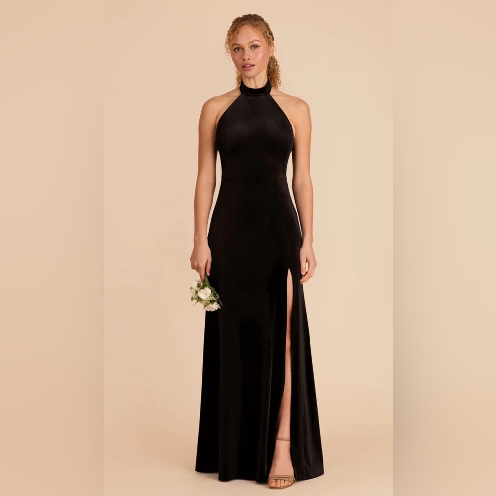 Birdy Grey Black velvet Halter Maxi Dress- daphne